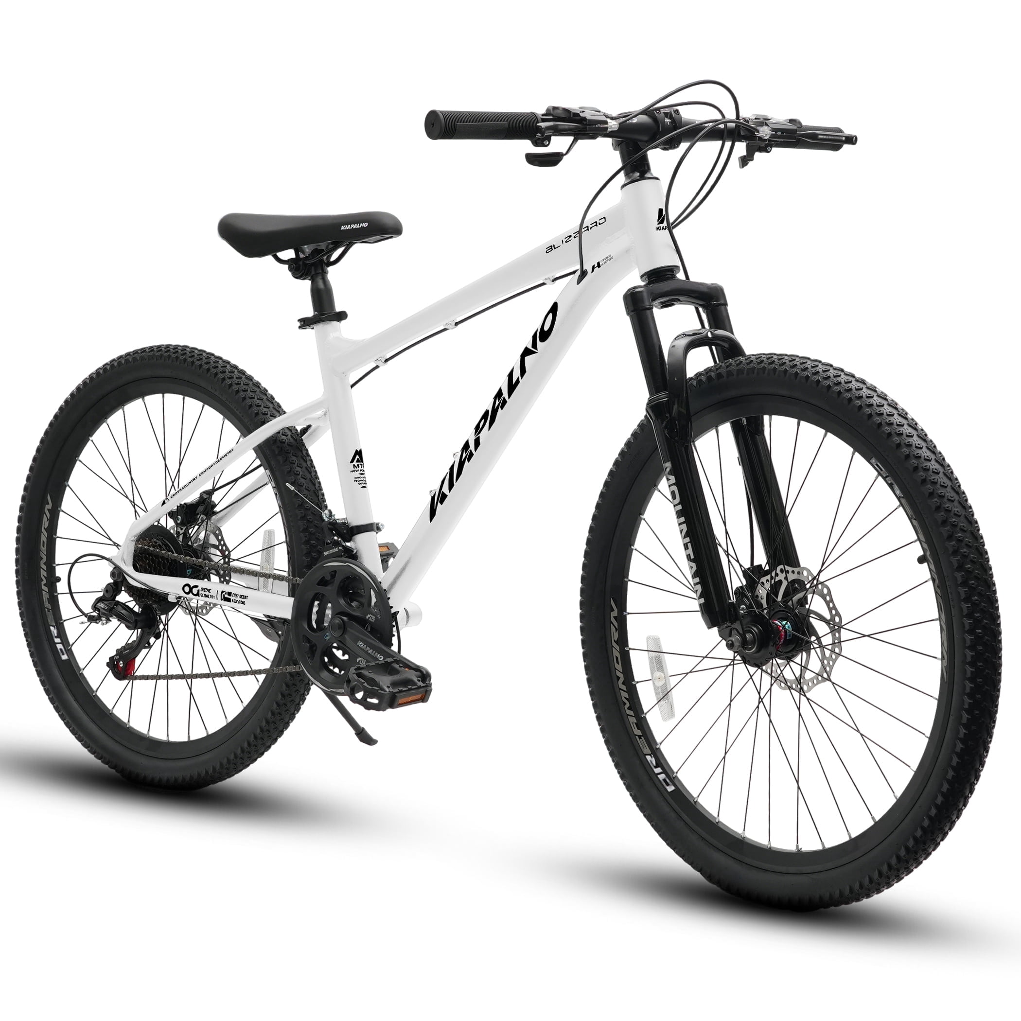 26 Inch Mountain Bike, 21-Speed Adult Bicycle with Disc Brakes for Men and Women,White