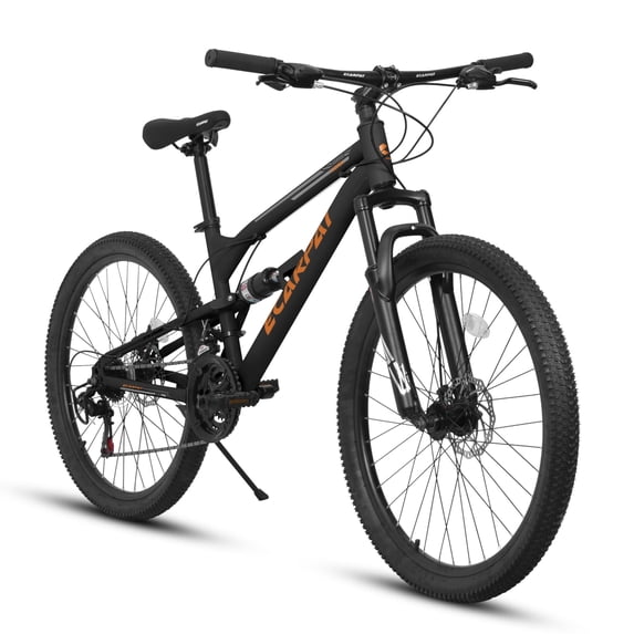26-Inch Mountain Bike,21-Speed Steel Frame with Dual Suspension – Black&Orange