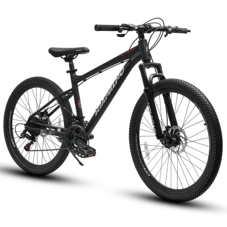 26 Inch Mountain Bike for Adult Men Women, 21-Speed Mountain Bicycle with Front Suspension and Dual Disc Brakes, Aluminum Alloy Frame MTB Bike for Outdoor Trail Commuter, Black