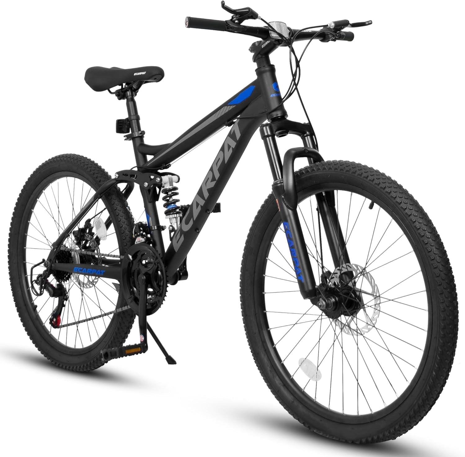 26" Mountain Bike, Dual Shock & 21-Speed Disc Brakes, Steel Frame for Adults Commute City Trail