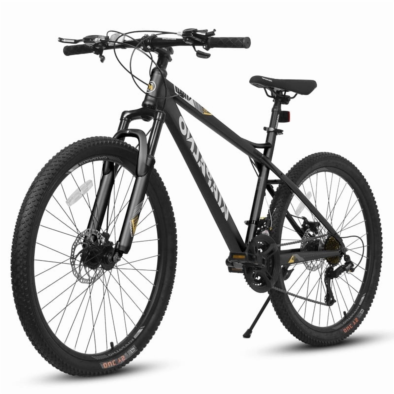 26-Inch Mountain Bike for Adults, High Carbon Steel Frame, 21-Speed Gear System, Front and Rear Mechanical Disc Brakes Carbon Steel Frame Absorber Off-Road Bicycles, Black