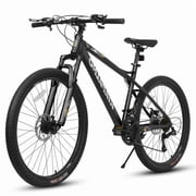 26-Inch Mountain Bike for Adults, High Carbon Steel Frame, 21-Speed Gear System, Front and Rear Mechanical Disc Brakes Carbon Steel Frame Absorber Off-Road Bicycles, Black