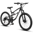 thumbnail image 1 of 26 Inch Mountain Bike Dual Suspension, 21-Speed Mountain Bicycle with Dual Disc Brakes, Steel Frame MTB Bike for Outdoor Trail Commuter, Black, 1 of 10