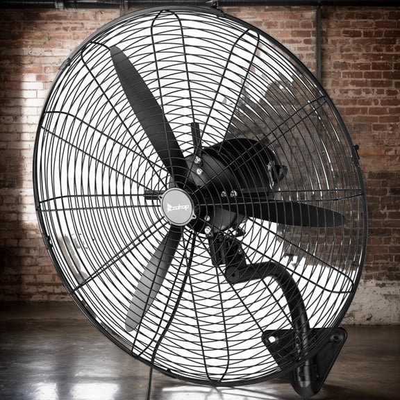 26 Inch Oscillating Wall Mount Fan, High Velocity Industrial Fan, 4 Speed, 9299 CFM, Full BLDC Copper Motor, Heavy Duty Metal Fan for Indoor & Outdoor