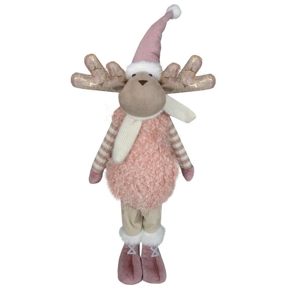 Northlight Standing Boy Moose Christmas Figurine - 26" - Pink and Beige