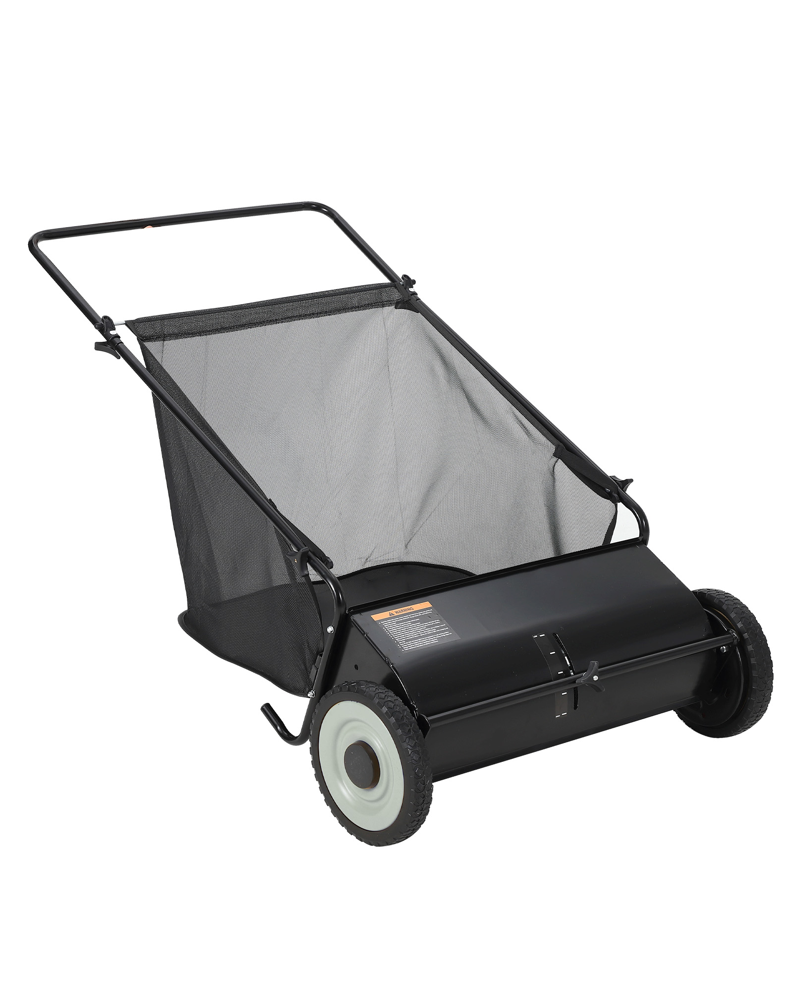 26-Inch Push Lawn Sweeper – 7 Cu. Ft. Large Push mower, 4 Fast Spinning Brushes, Height Adjustable, Silent Operation – Manual Yard, Grass, Leaf and Debris Collector for Lawns, Driveways – Black