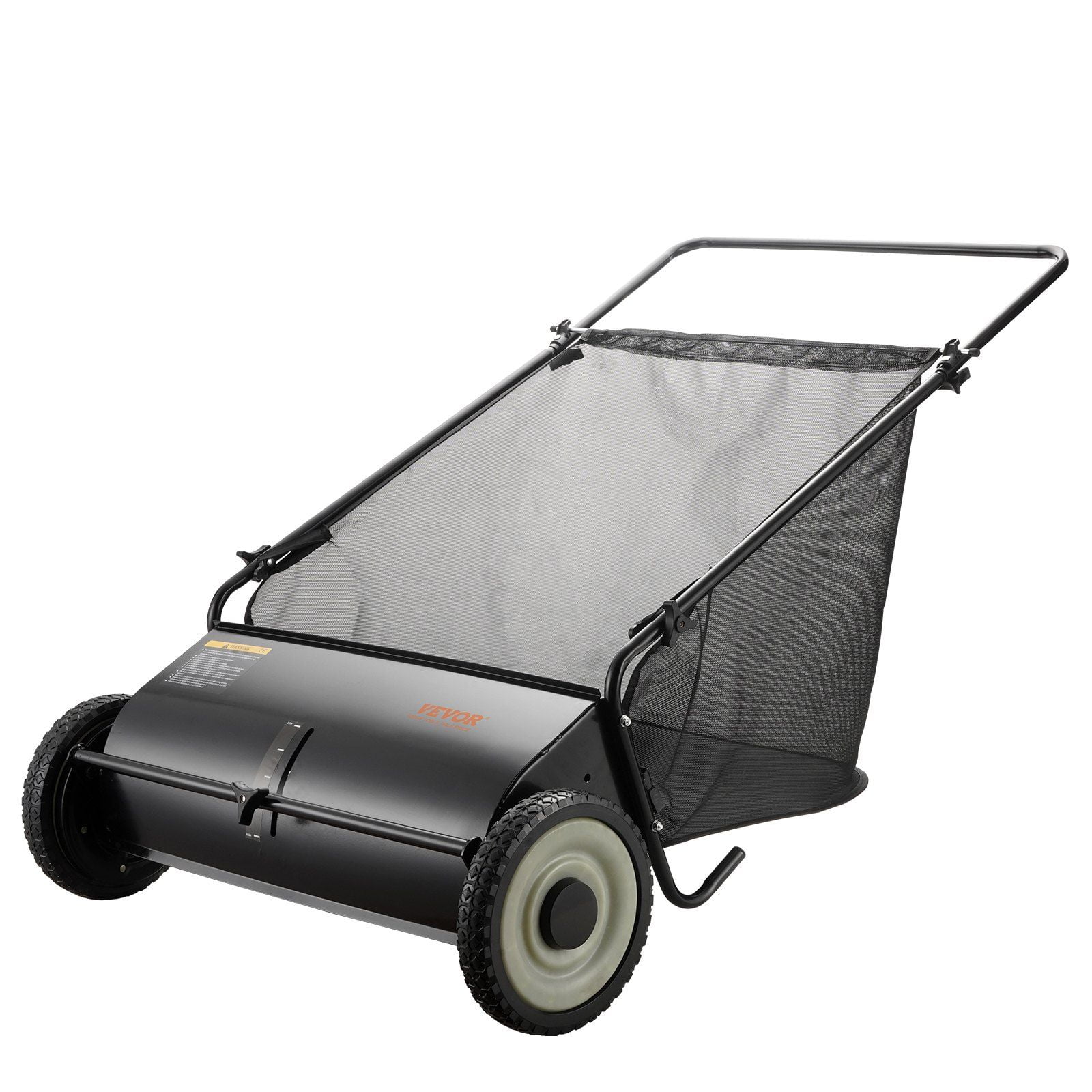 26-Inch Push Lawn Sweeper 7 Cu. Ft. Leaf & Grass Collector with 4 Spinning Brushes Heavy-Duty Steel Yard Sweeper