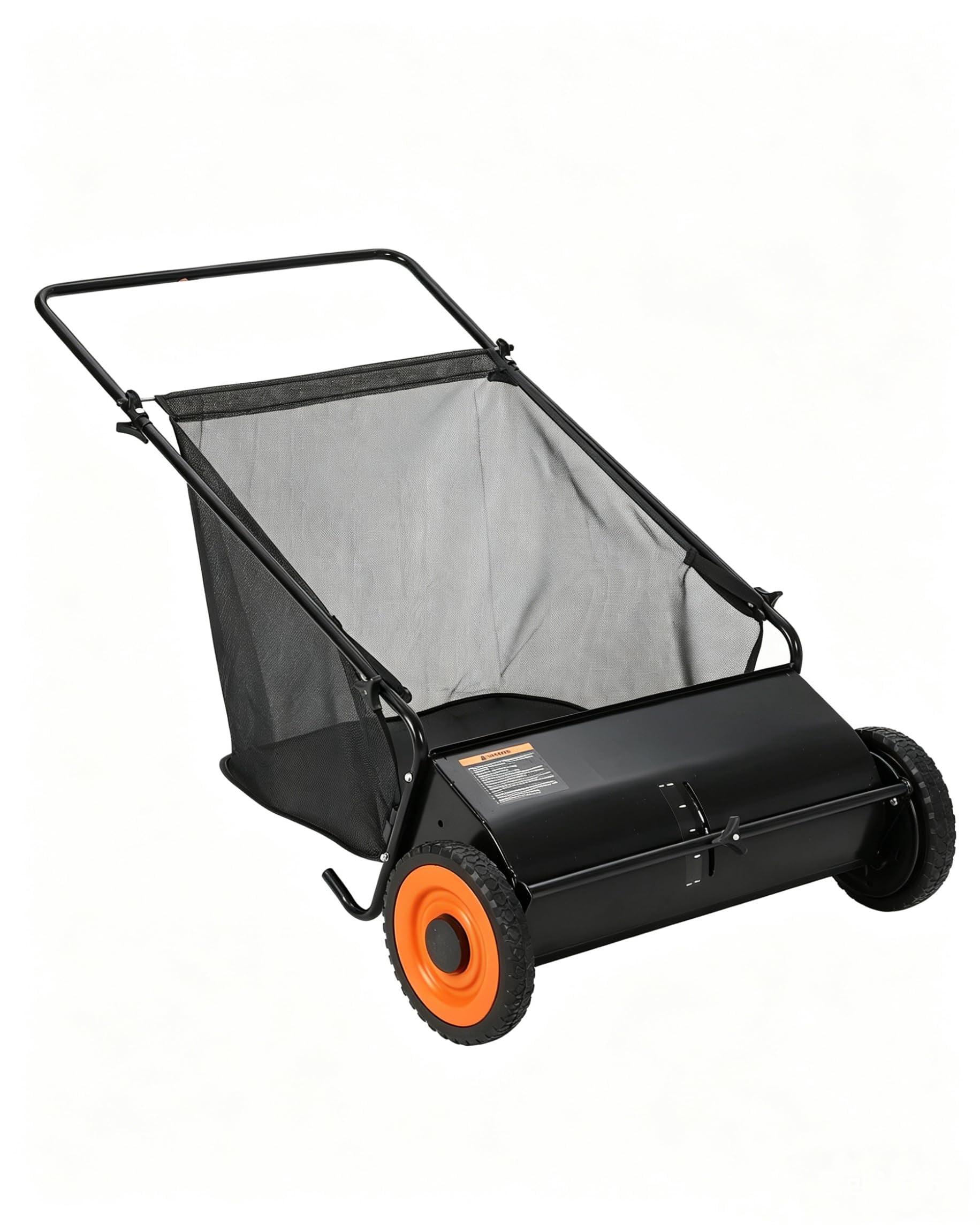 26-Inch Push Lawn Sweeper – Heavy Duty Steel Frame, 7 Cu. Ft. Push mower, 4 Adjustable Spinning Brushes, Efficient Yard & Garden Cleanup for Leaves, Grass Clippings & Debris – Manual Collector