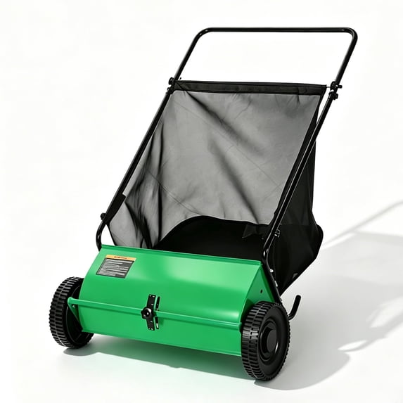 26-Inch Push Lawn Sweeper with 4 Spinning Brushes, 7 Cu. Ft. Mesh Hopper and Adjustable Height Setting