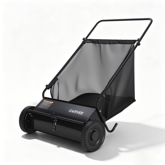 26-Inch Push Lawn Sweeper with 7 Cu. Ft. Hopper, Carbon Steel Frame, Adjustable Height Yard Cleaner