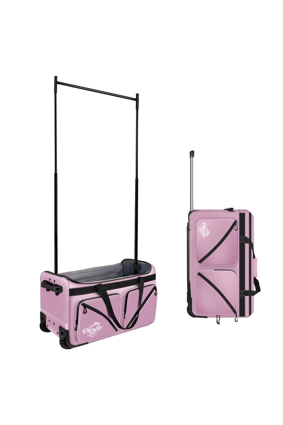 26 Inch Rolling Dance Bag with Garment Rack, Wheeled Duffel with 45.3 Inch Hanging Space, Teal, for Dance and Cheer Competitions