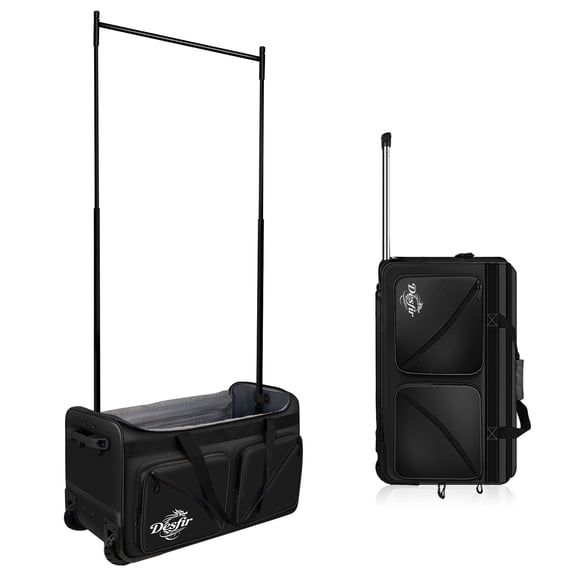 26 Inch Rolling Dance Bag with Garment Rack, Wheeled Duffel with 45.3 Inch Hanging Space, Teal, for Dance and Cheer Competitions