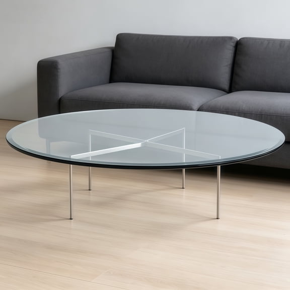 26" Inch Round 1/2" Thick Clear Glass Table Top with Beveled Edge, Tempered Glass, Replacement Glass Table Top for Dining Tables, End Tables, and Outdoor Patio Table Tops