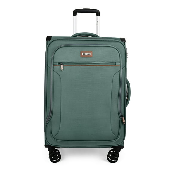 26 Inch Softside Medium Checked Luggage,Expandable Soft Shell Suitcase with Spinner Wheels and TSA Lock,Durable Lightweight Travel Case,XJ1907-Grey