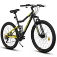 thumbnail image 1 of 26 Inch Steel Frame Mountain Bike 21-Speed With Front Shock Absorption Fork Durable Anti-Slip Tires Double Disc Brakes For Adults Unisex Easy Assembly, 1 of 9