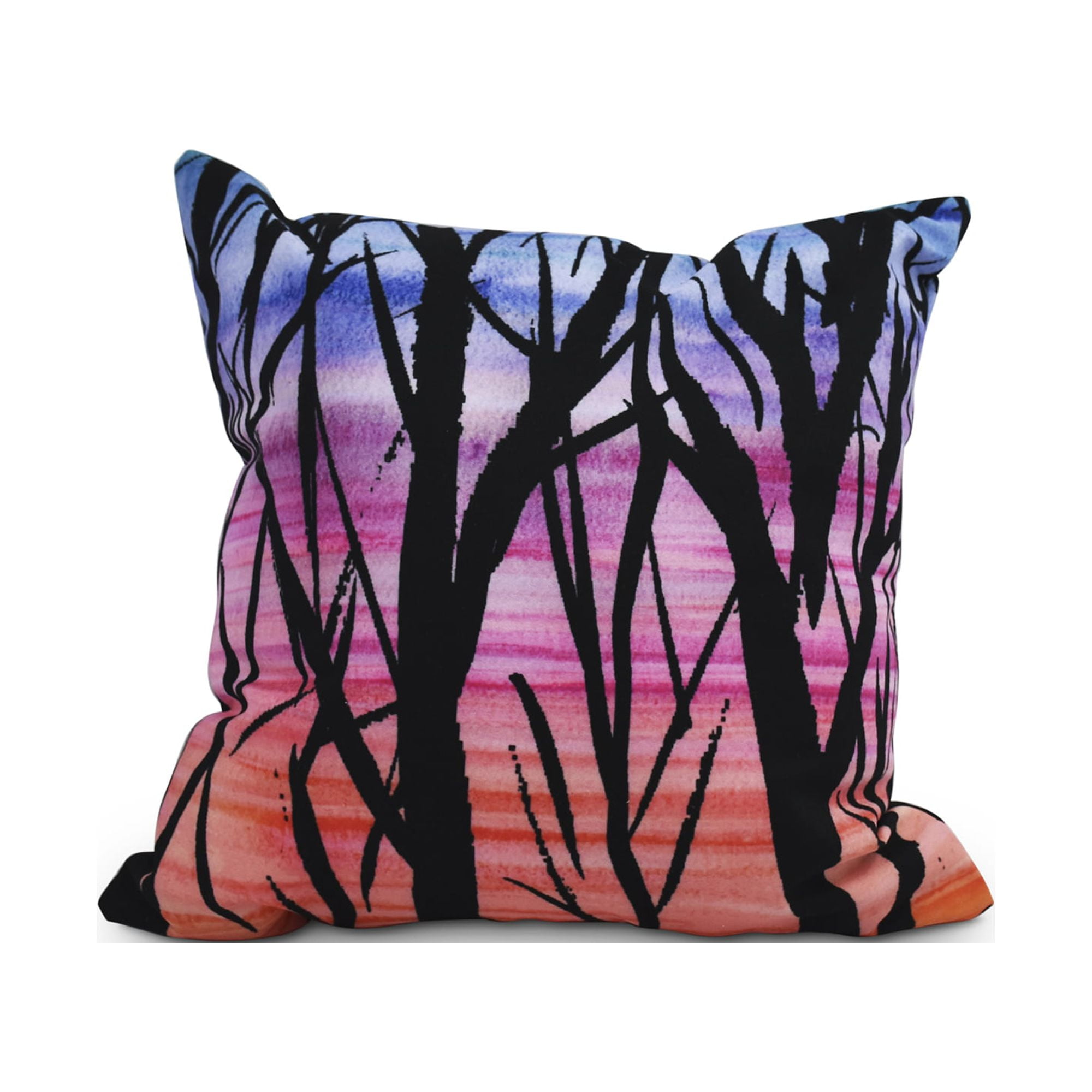 26 Inch Sunset Branches Multi Floral Print Decorative Throw Pillow