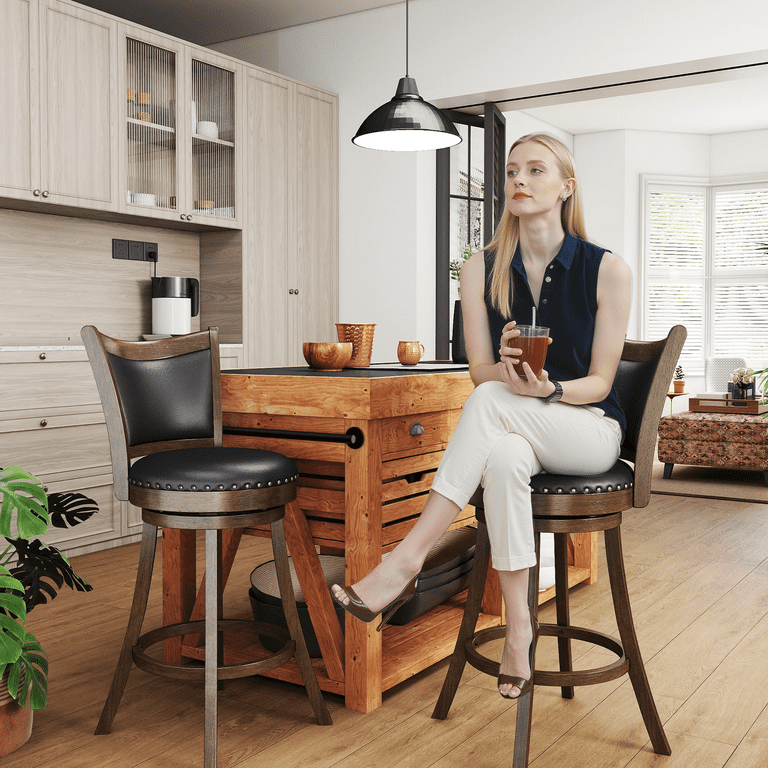 26 Inch Swivel Bar Stools Set of Rotated Counter Height Barstool