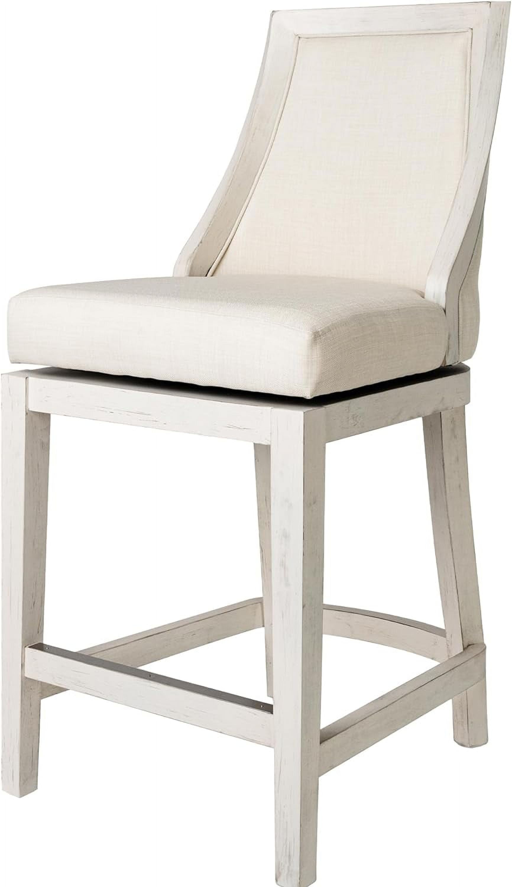 Vienna 26 Inch White Oak Swivel Counter Stool with Natural Upholstery