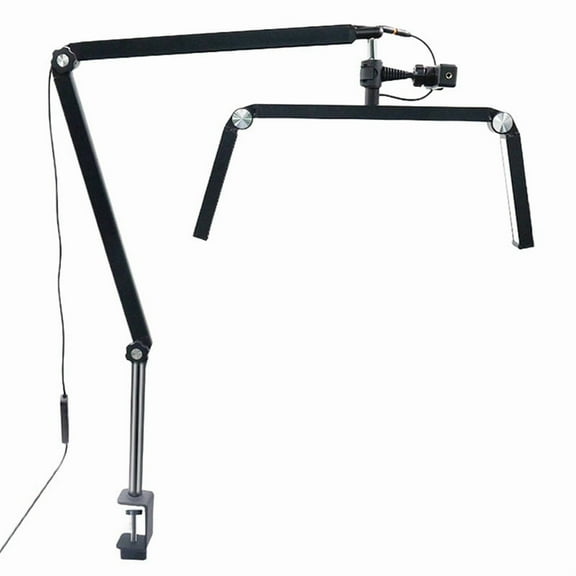26-Inch Three-Lamp Desktop Lamp 30W Folding Cantilever Half-Moon Lamp with Desktop Clamp and Remote Control US Plug