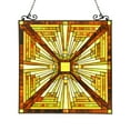 thumbnail image 1 of 26 Inch Tiffany Style Glass Window Panel, Brown and Yellow, 1 of 2