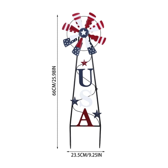 26 Inch USA Patriotic Windmill Stake, Decorative Wind Spinner for Independence Day & Memorial Day Yard Decor
