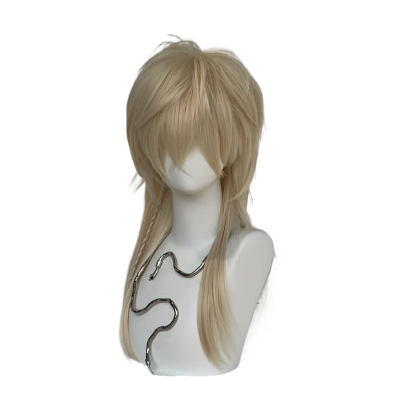 26-Inch Unisex Light Blonde Wolf Tail Mullet Hair Wig for Parties and Everyday Wear