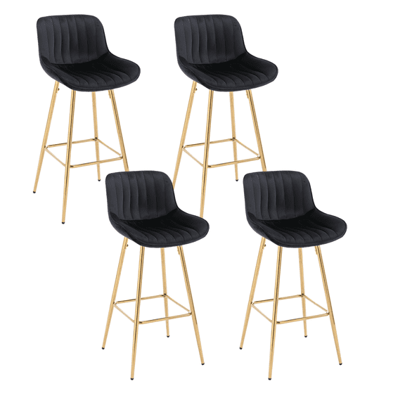 26 Inch Velvet Dining Chairs, Modern Dining Chair with Golden Metal Legs, Simple Bar Stool Upholstered Dining Chairs, Counter Height Low Back Dining Room, Kitchen, Vanity(Black,Set of 4)