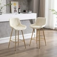 thumbnail image 1 of 26 Inch Velvet Dining Chairs, Modern Dining Chair with Golden Metal Legs, Simple Bar Stool Upholstered Dining Chairs, Counter Height Low Back Dining Room, Kitchen, Vanity(Cream,Set of 2), 1 of 10