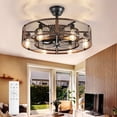 thumbnail image 1 of 26-Inch Walnut Outdoor Ceiling Fan with Light: Ceiling Fan with Smart Remote Control, Farmhouse Cage Design, 6-Speed Reversible - Flush Mount for Patio, Kitchen, Bedroom, 1 of 9