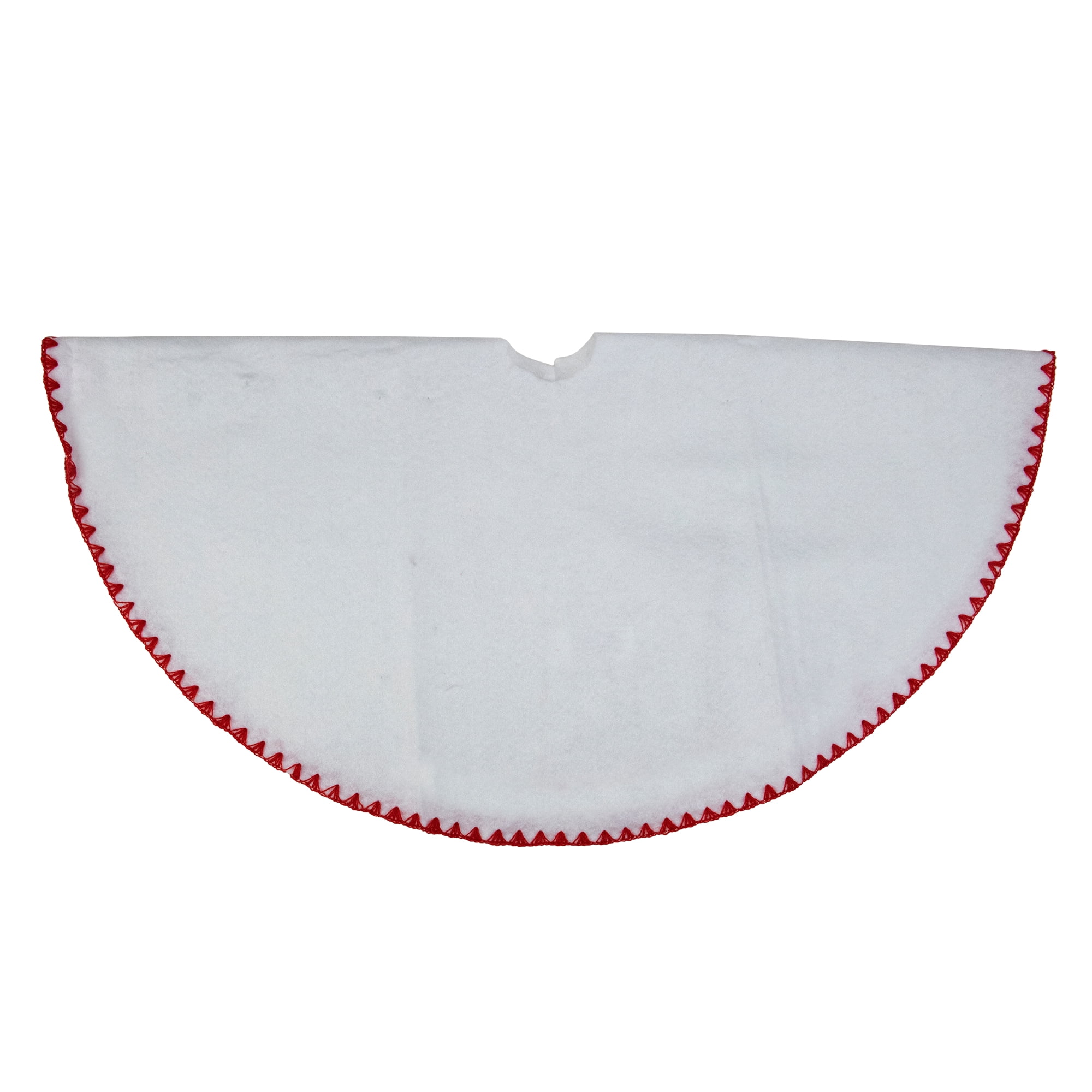 26-Inch White and Red Stitched Mini Christmas Tree Skirt