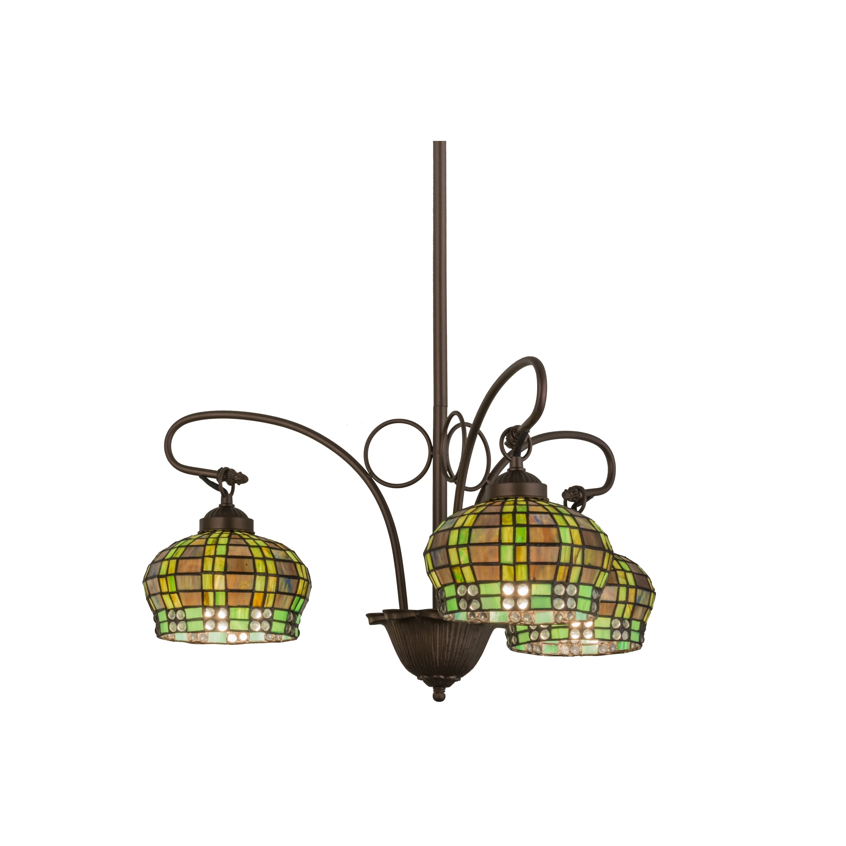 Mini Jeweled Globe 3-Light Chandelier in Mahogany Bronze