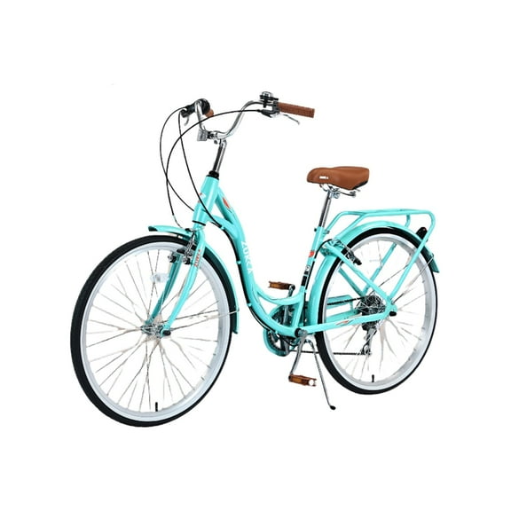 26 InchBike, 7-Speed Commuter Bicycle For Men Women, City Bikes With Front And Rear V Brakes, 16 Inch Steel Frame LowFrame For Cycling