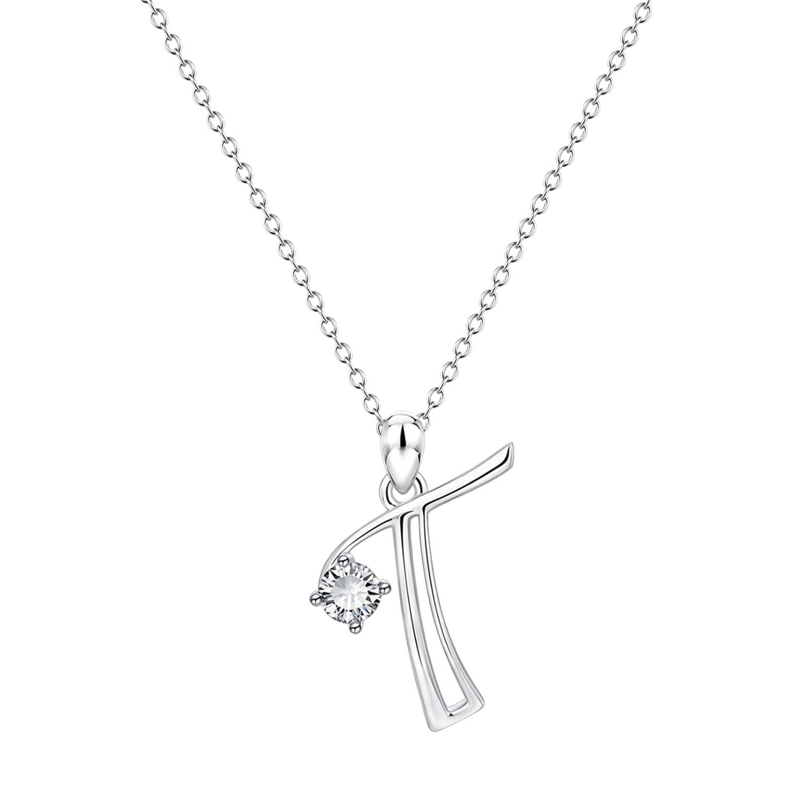 26 Initial Alphabet Shape Rhinestone Necklace For Women Trendy Pearl