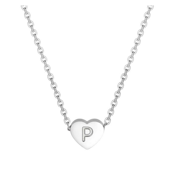26 Initial Heart Shape Alphabet Necklace For Women Necklaces For Women A Z 26 Alphabet Initial Silver Necklaces For Women GirlsNecklaces for Women Beach Accessories
