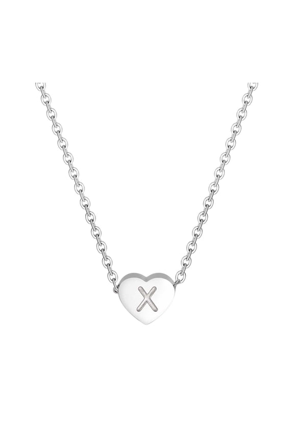26 Initial Heart Shape Alphabet Necklace For Women Necklaces For Women A Z 26 Alphabet Initial Silver Necklaces For Women GirlsNecklaces for Women Beach Accessories
