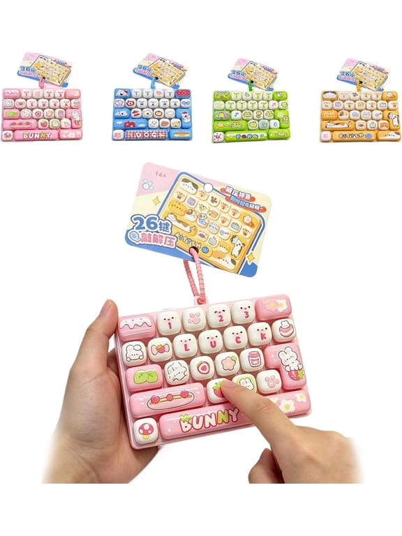 26-Key Halloween Keyboard Fidget Toy Silent Stress Relief Keychain Smooth tactile button response eases nervous energy, pocket-sized build travels easily, integrated metal loop clips to bags