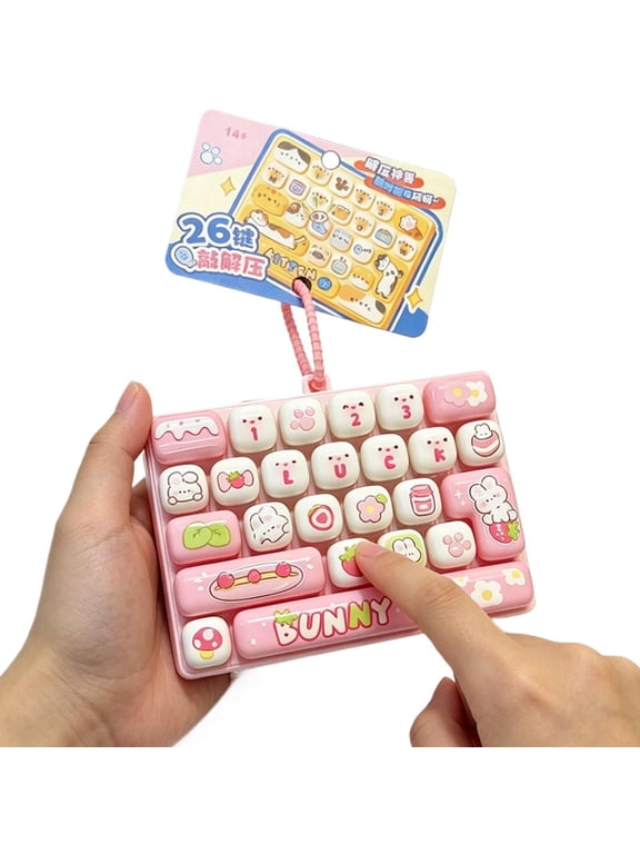 26-Key Keyboard Fidget Keychain, Mini Mechanical Keyboard Bag Charm with Clicky Keys, Cute Hanging Pendant Accessory for Backpack