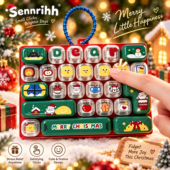 Keyboard Ekey 26-Key Keyboard Fidget Toy, Christmas Clicky Keyboard Fidget Keychain ...