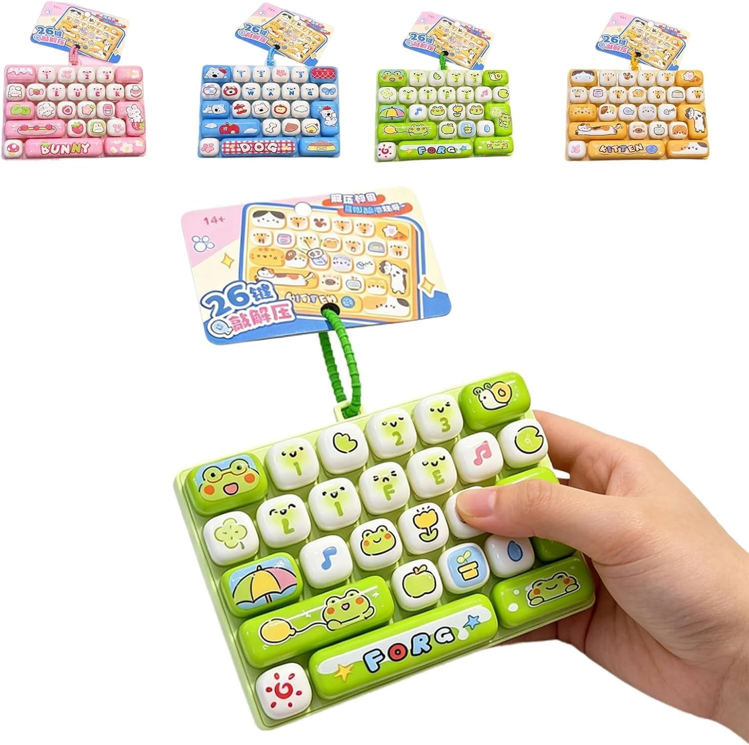 Fidget Button Key Chain 26-Key Keyboard Fidget Toy, Keyboard Fidget Keychain, Clicky, Creamy ...