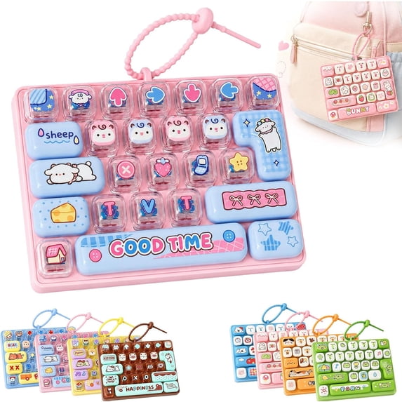 Fidget Button Key Chain 26-Key Keyboard Fidget Toy, Keyboard Fidget Keychain, Clicky, Creamy ...