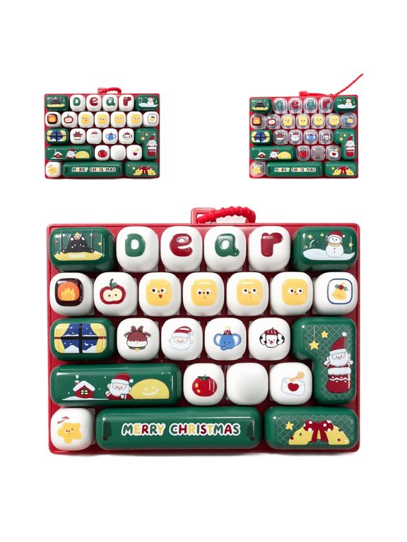 26-Key Keyboard Fidget Toy, Keyboard Fidget Keychain, Clicky, Creamy & Silent Stress Relief Gift, Quiet Fidgets Toys for Adults, Boost Focus & Calm Anxiety at Work, Travel(Q)