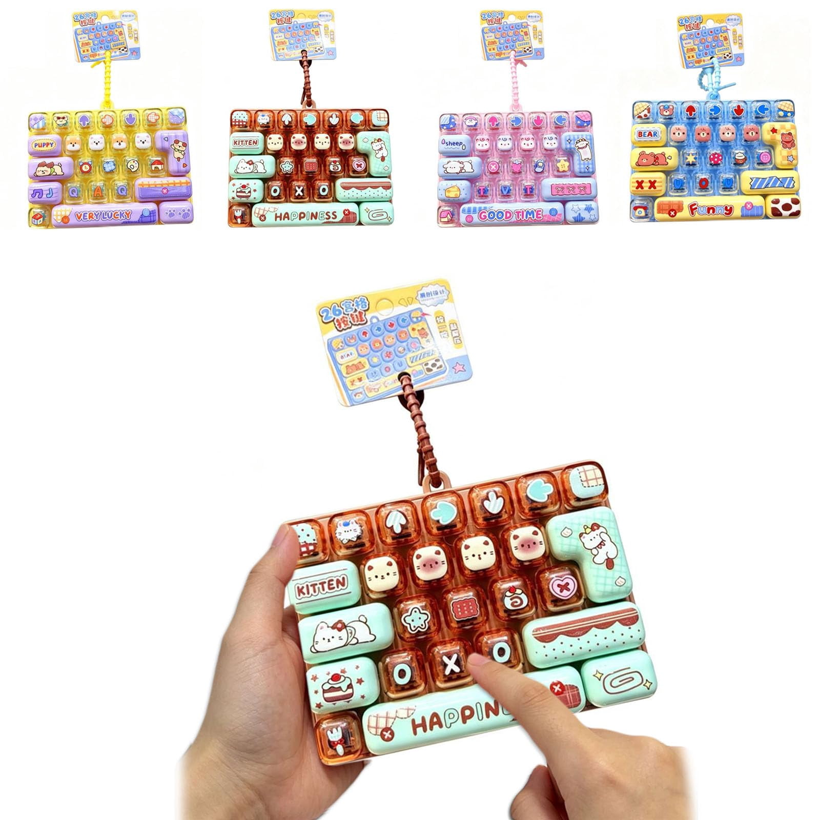 Fidget Button Key Chain 26-Key Keyboard Fidget Toy, Keyboard Fidget Keychain, Clicky, Creamy ...