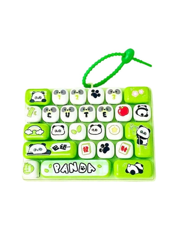 26-Key Keyboard Fidget Toy with Keychain, Cute Animal Diary Finger Clicker Toy for Desk School Travel, 5.31 x 3.86 in