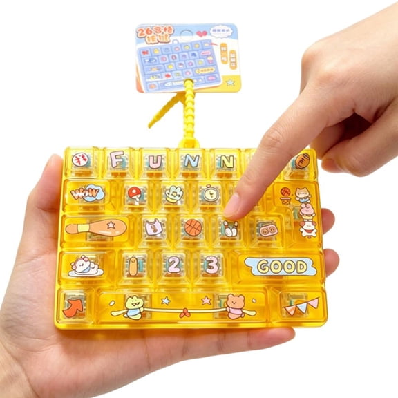 26-Key Mechanical Keyboard Clicker Fidget Toy with Lanyard, Portable Sensory Button Pad Stress Relief Tactile Toy for Office Study Travel
