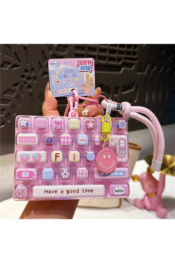 26-Key Mini Mechanical Keyboard Keychain | Mechanical Keyboard Keychain Pendant, Student Backpack Decoration(A)