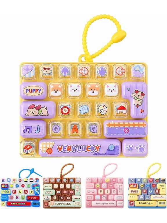26-Key Mini Mechanical Keyboard Toy Keychain Restless Adults, Iconic Tactile Click Pocket-Sized Portable Clip Backpack Purse Keys Adorable Stress Reliever