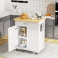 thumbnail image 1 of 26" Kitchen Island on Wheels with Storage Cabinet Kitchen Cart Cabinet with Shelves, Cart Handle for Towel Rack or Free Mobility, Portable Islands for Kitchen,White, 1 of 9
