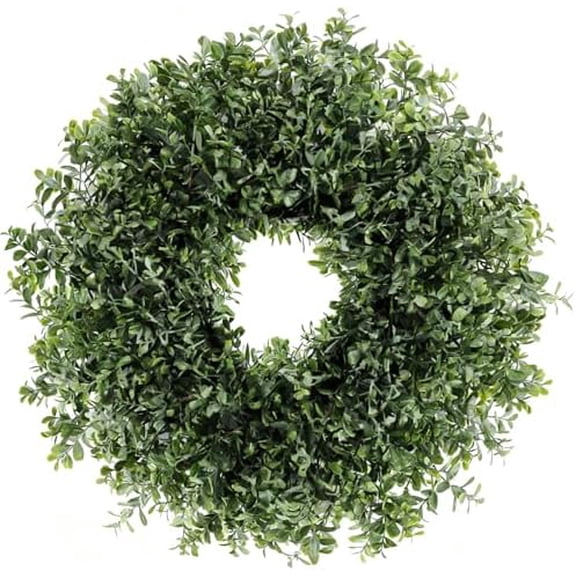 26'' Large Boxwood Wreath for Front Door, Window - Artificial Boxwood Leaves Greenery Outdoor Wreath for Wedding Farmhouse Porch Wall Room Home Decor$$Home Decor, Kitchen, & Other