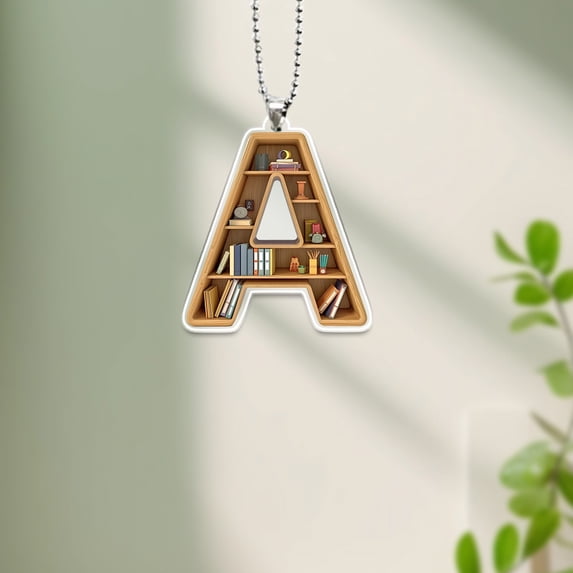 26-Letter Acrylic Keychain – Bookshelf Alphabet Pendant for Keys, Bags & Gifts – Colorful Book Lover Accessory for Readers, Teachers & Students