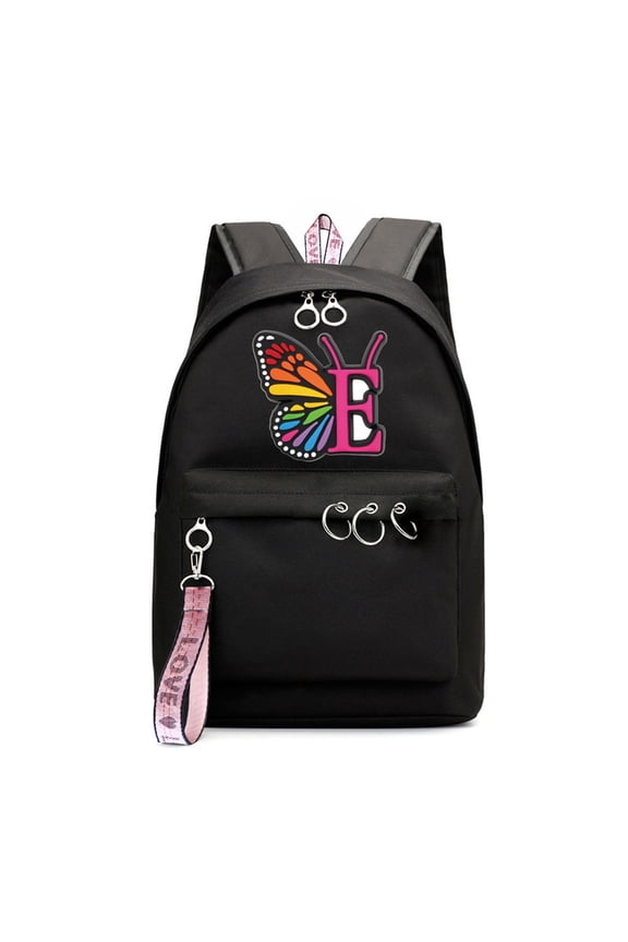 26-Letter Alphabet Print School Backpack, Large Capacity Lightweight Daypack